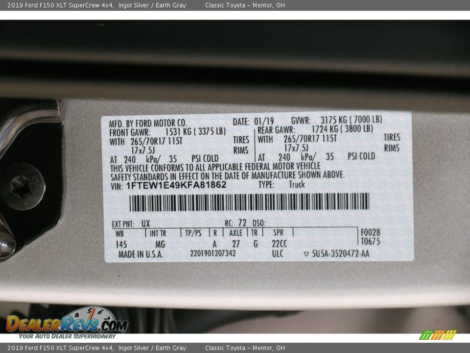 2019 Ford F150 XLT SuperCrew 4x4 Ingot Silver / Earth Gray Photo #22