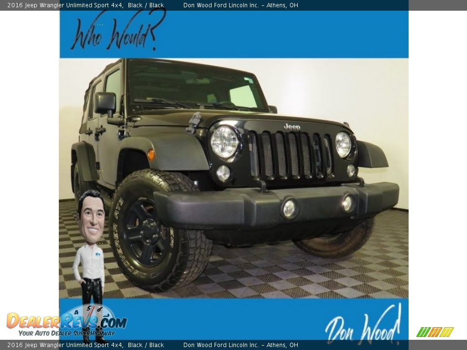 2016 Jeep Wrangler Unlimited Sport 4x4 Black / Black Photo #1