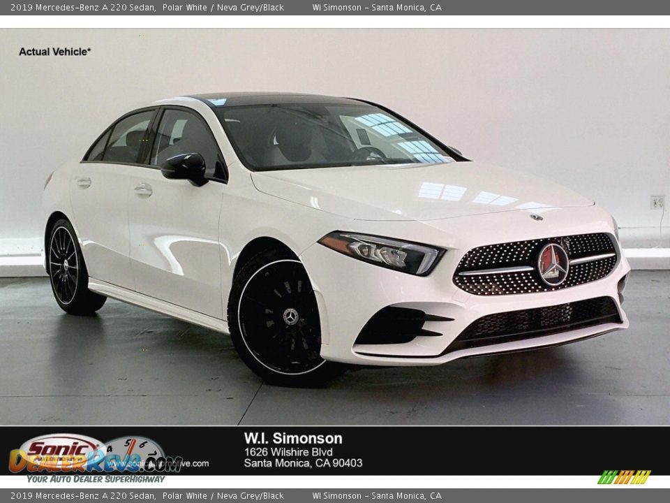 2019 Mercedes-Benz A 220 Sedan Polar White / Neva Grey/Black Photo #1