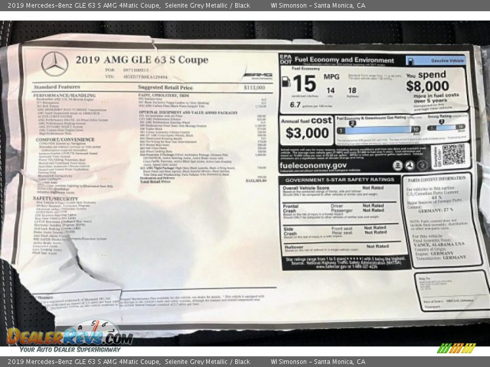 2019 Mercedes-Benz GLE 63 S AMG 4Matic Coupe Selenite Grey Metallic / Black Photo #10