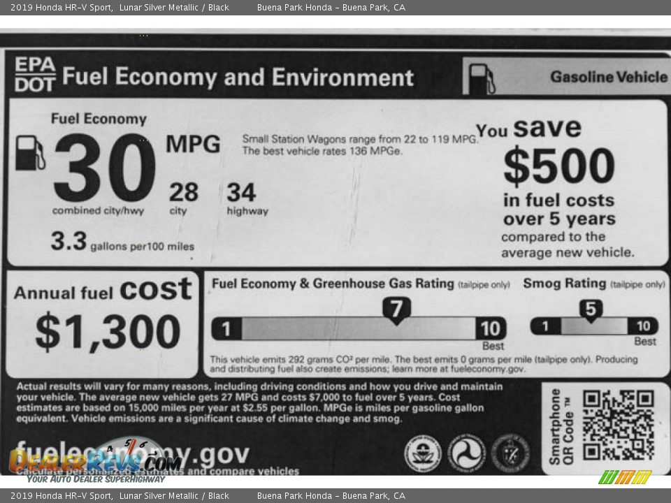 2019 Honda HR-V Sport Lunar Silver Metallic / Black Photo #34