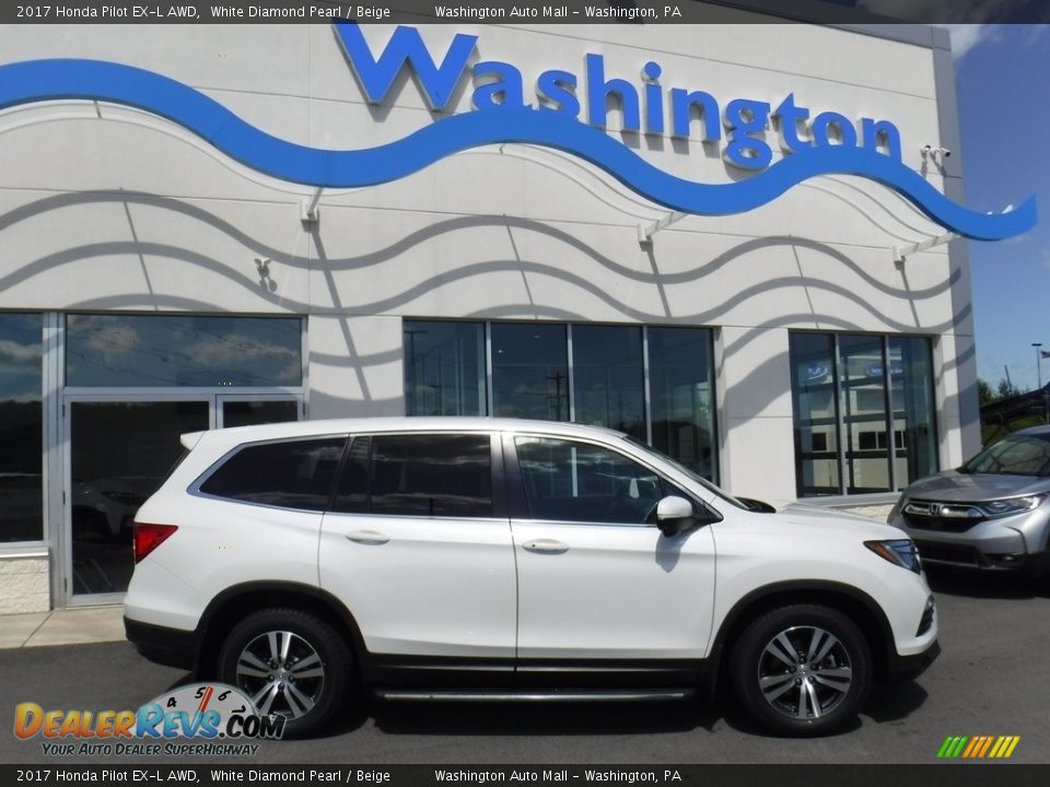 2017 Honda Pilot EX-L AWD White Diamond Pearl / Beige Photo #2