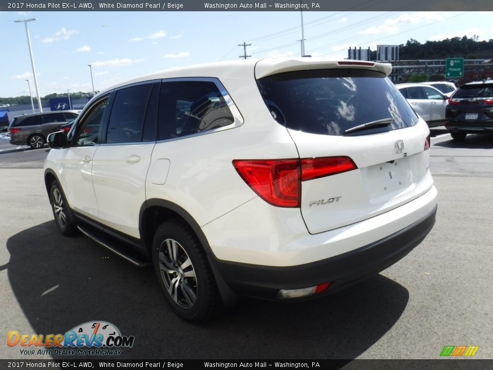 2017 Honda Pilot EX-L AWD White Diamond Pearl / Beige Photo #9