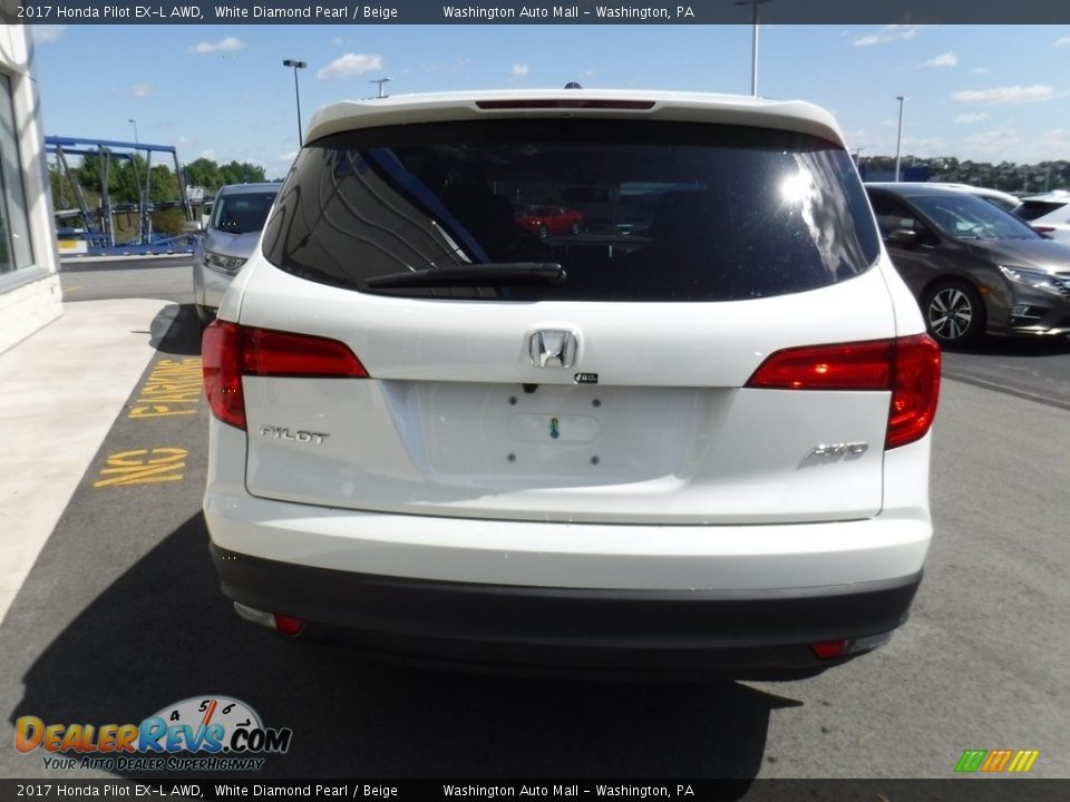 2017 Honda Pilot EX-L AWD White Diamond Pearl / Beige Photo #10
