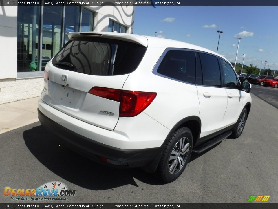 2017 Honda Pilot EX-L AWD White Diamond Pearl / Beige Photo #11