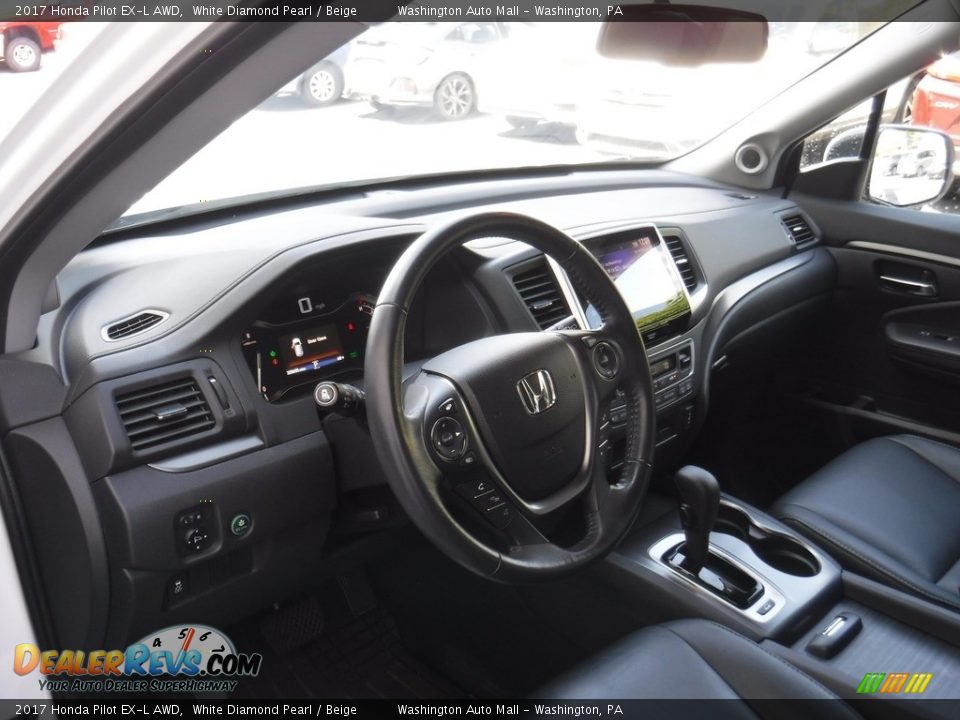 2017 Honda Pilot EX-L AWD White Diamond Pearl / Beige Photo #15