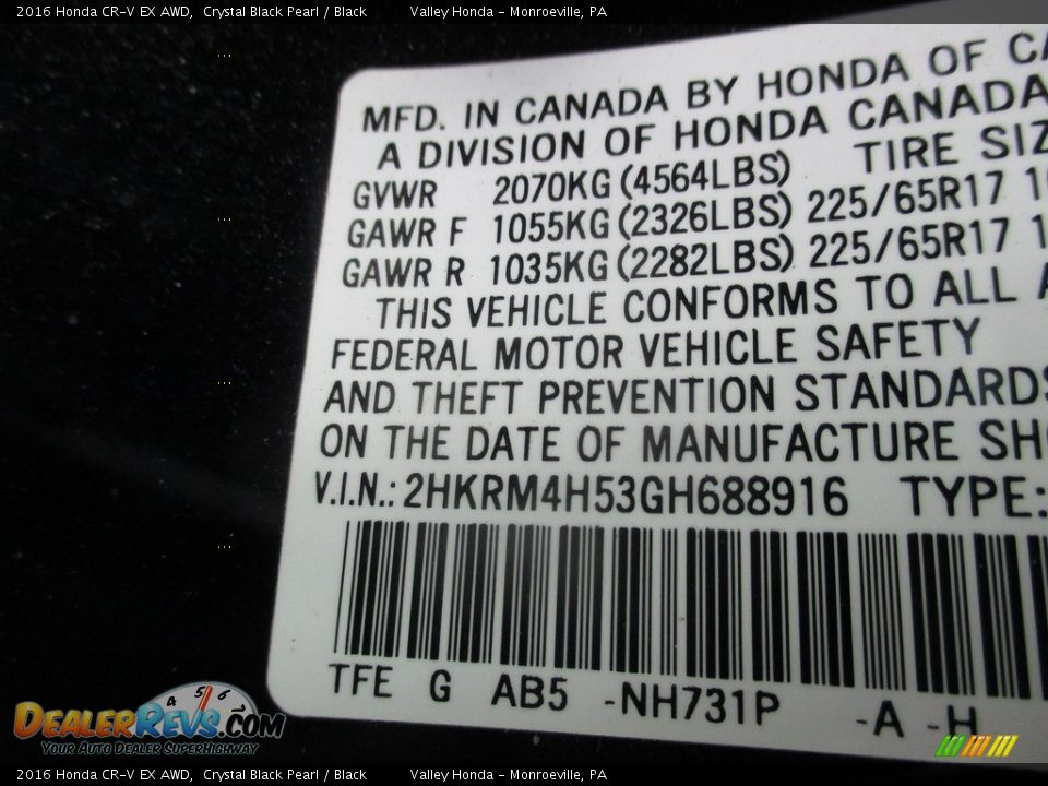2016 Honda CR-V EX AWD Crystal Black Pearl / Black Photo #19