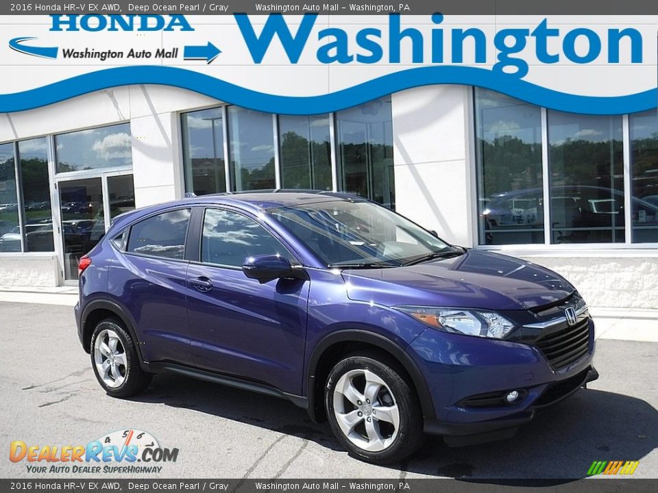 2016 Honda HR-V EX AWD Deep Ocean Pearl / Gray Photo #1