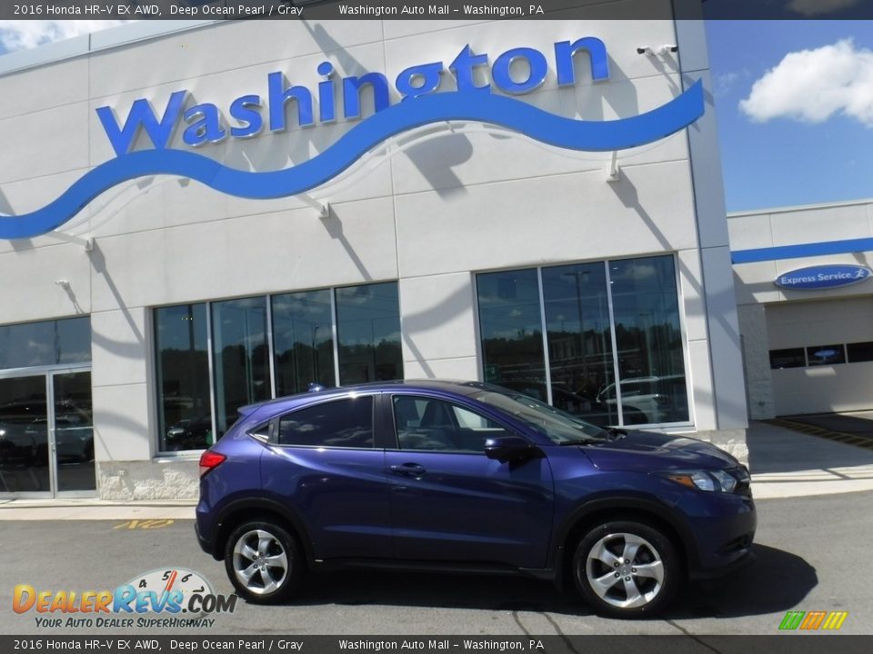 2016 Honda HR-V EX AWD Deep Ocean Pearl / Gray Photo #2
