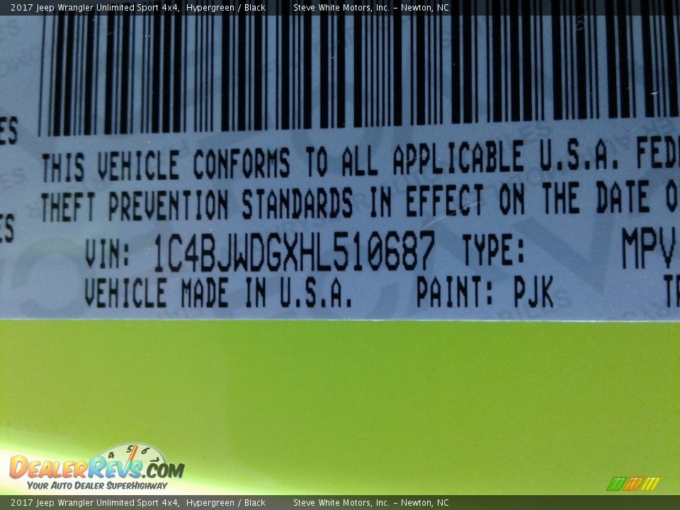 2017 Jeep Wrangler Unlimited Sport 4x4 Hypergreen / Black Photo #29
