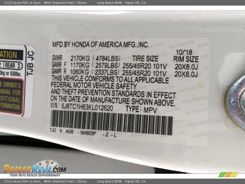 2019 Acura RDX A-Spec White Diamond Pearl / Ebony Photo #19