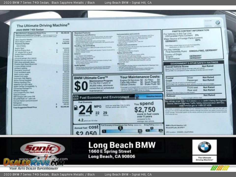 2020 BMW 7 Series 740i Sedan Black Sapphire Metallic / Black Photo #10