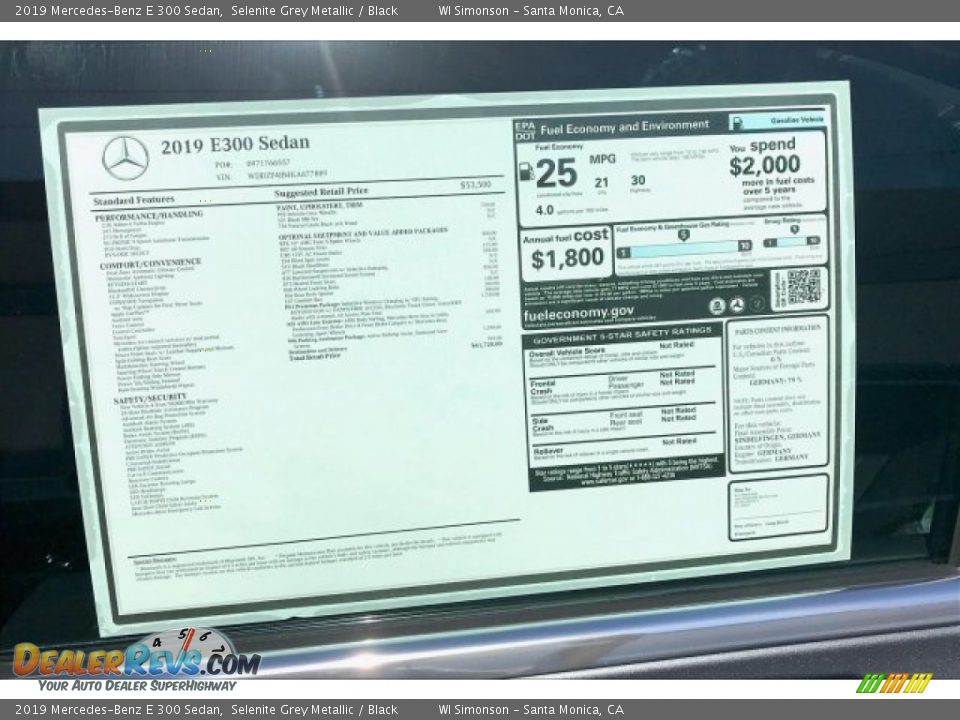 2019 Mercedes-Benz E 300 Sedan Selenite Grey Metallic / Black Photo #10