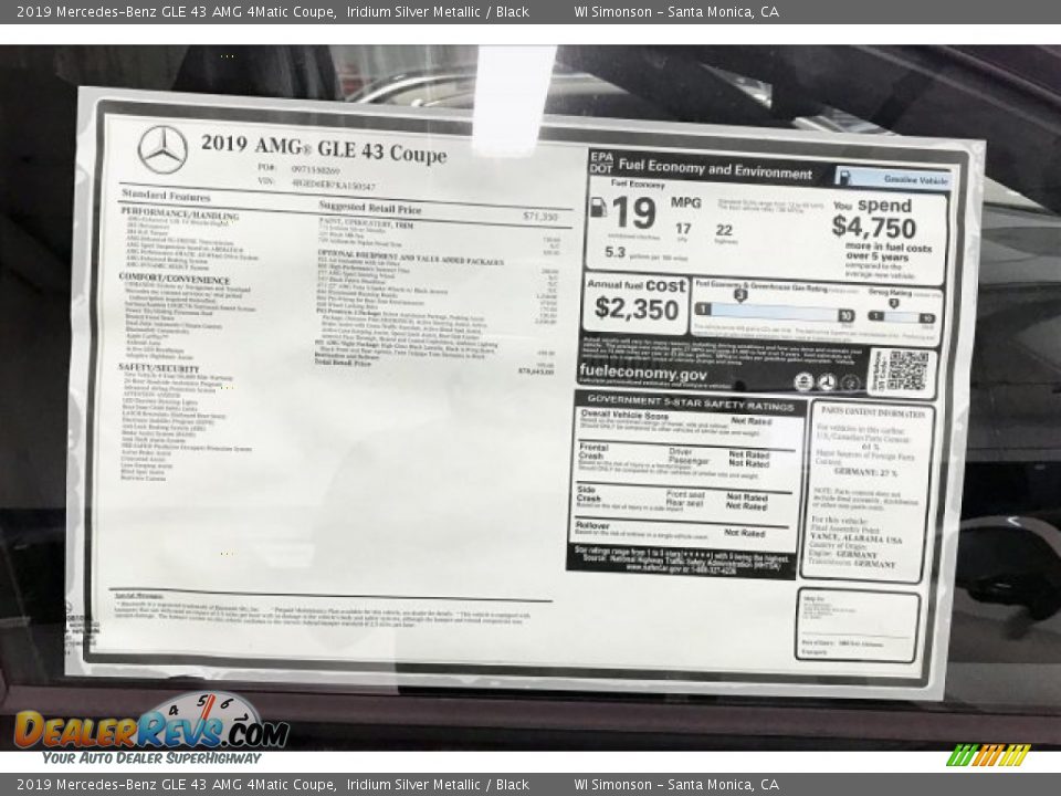 2019 Mercedes-Benz GLE 43 AMG 4Matic Coupe Iridium Silver Metallic / Black Photo #11