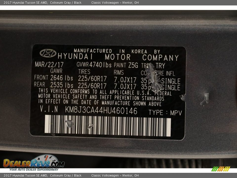 2017 Hyundai Tucson SE AWD Coliseum Gray / Black Photo #23