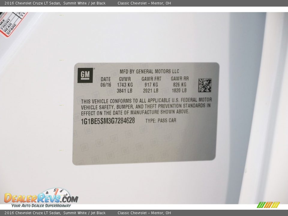 2016 Chevrolet Cruze LT Sedan Summit White / Jet Black Photo #20