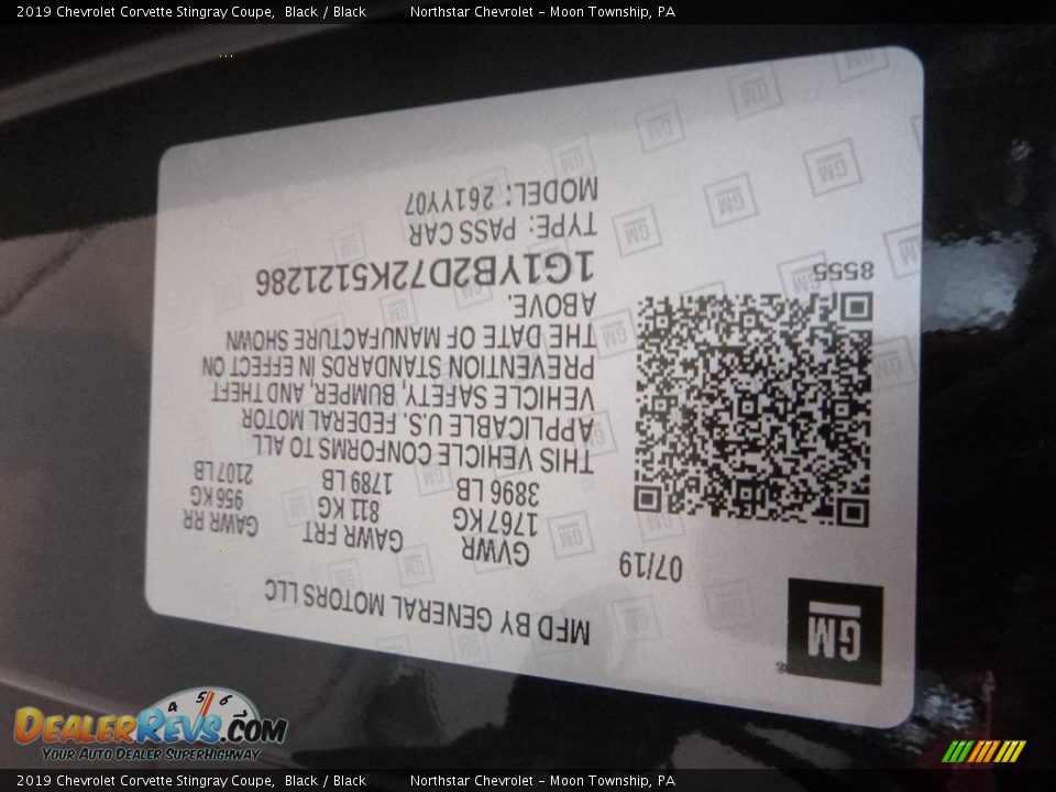 2019 Chevrolet Corvette Stingray Coupe Black / Black Photo #16