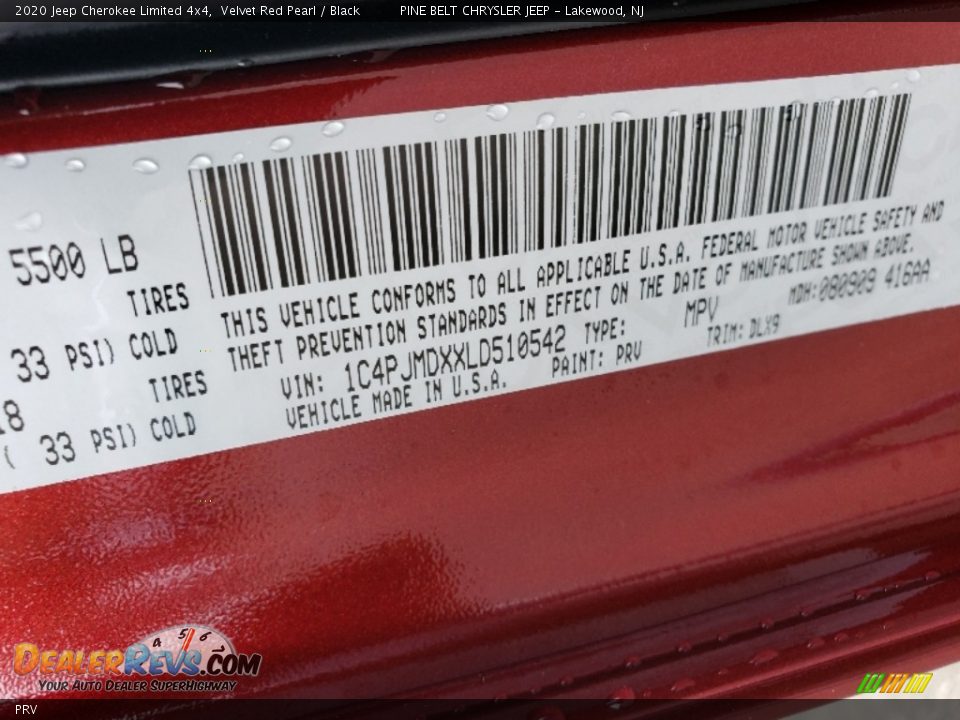 Jeep Color Code PRV Velvet Red Pearl