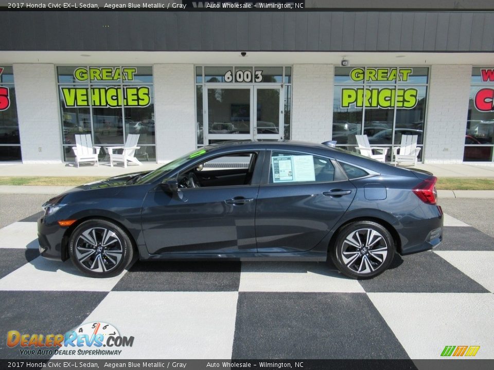 2017 Honda Civic EX-L Sedan Aegean Blue Metallic / Gray Photo #1