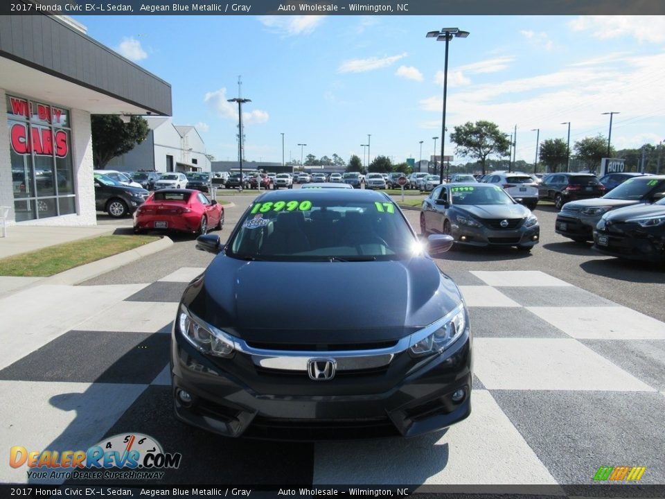 2017 Honda Civic EX-L Sedan Aegean Blue Metallic / Gray Photo #2