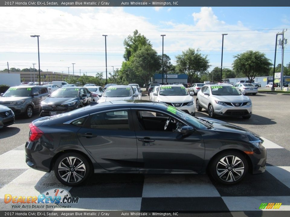 2017 Honda Civic EX-L Sedan Aegean Blue Metallic / Gray Photo #3