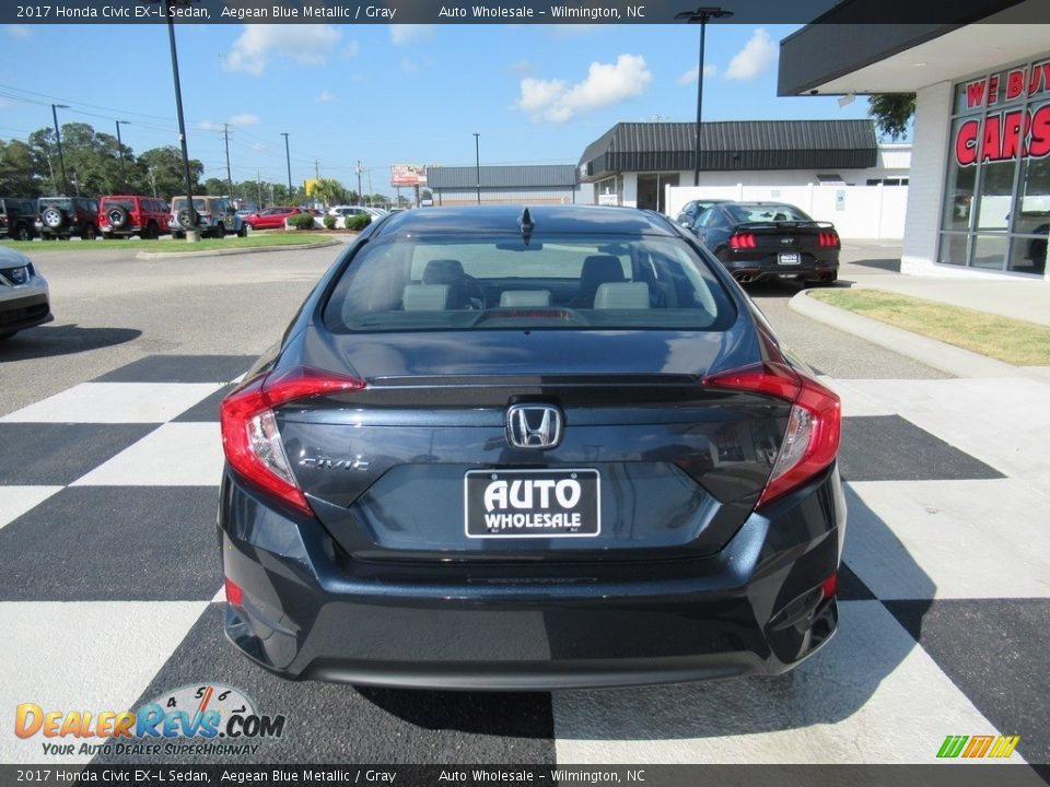 2017 Honda Civic EX-L Sedan Aegean Blue Metallic / Gray Photo #4