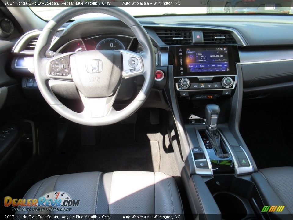 2017 Honda Civic EX-L Sedan Aegean Blue Metallic / Gray Photo #16