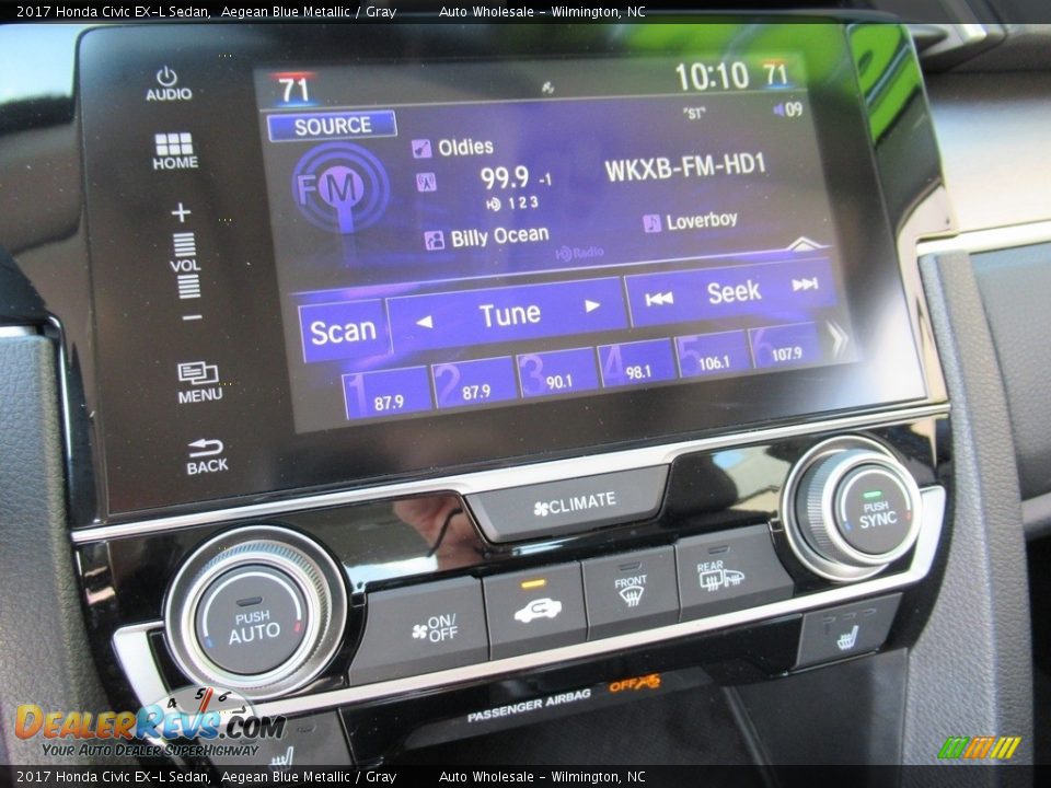 2017 Honda Civic EX-L Sedan Aegean Blue Metallic / Gray Photo #18