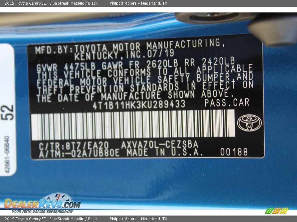 2019 Toyota Camry SE Blue Streak Metallic / Black Photo #25