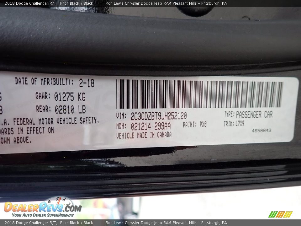 2018 Dodge Challenger R/T Pitch Black / Black Photo #15