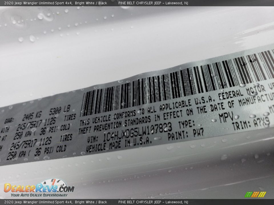 2020 Jeep Wrangler Unlimited Sport 4x4 Bright White / Black Photo #9
