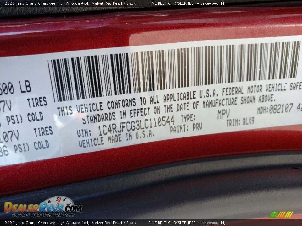 2020 Jeep Grand Cherokee High Altitude 4x4 Velvet Red Pearl / Black Photo #9