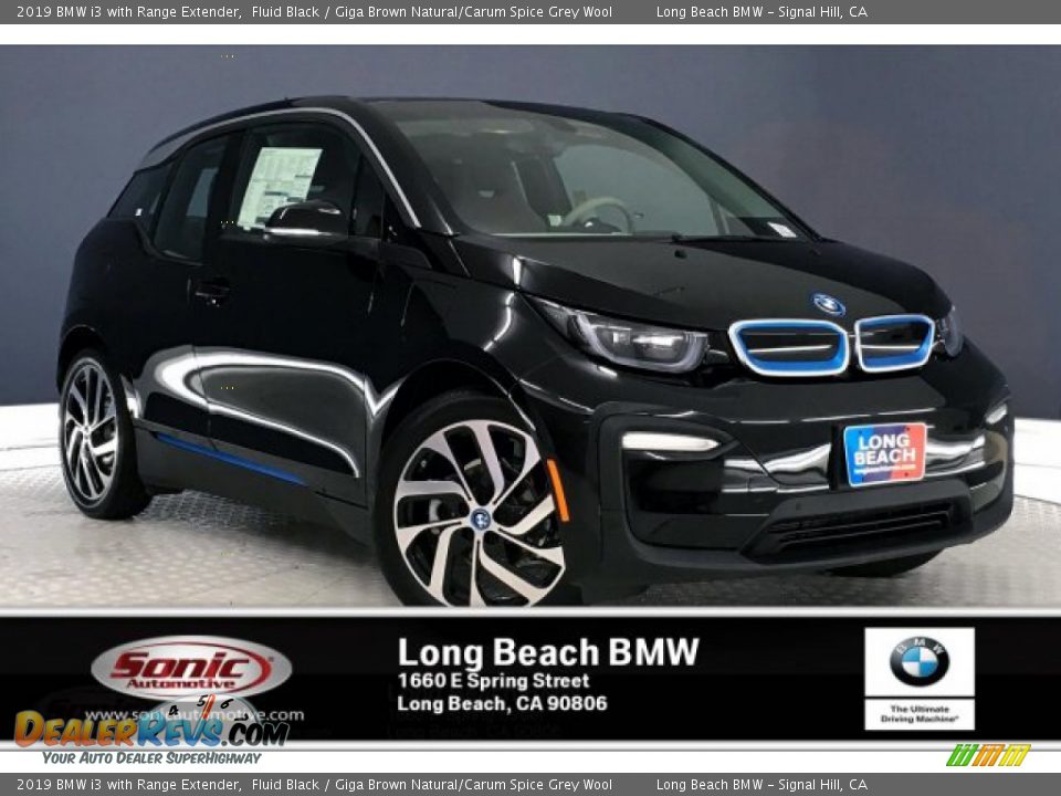 2019 BMW i3 with Range Extender Fluid Black / Giga Brown Natural/Carum Spice Grey Wool Photo #1