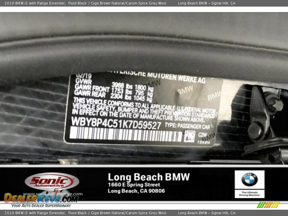 2019 BMW i3 with Range Extender Fluid Black / Giga Brown Natural/Carum Spice Grey Wool Photo #11
