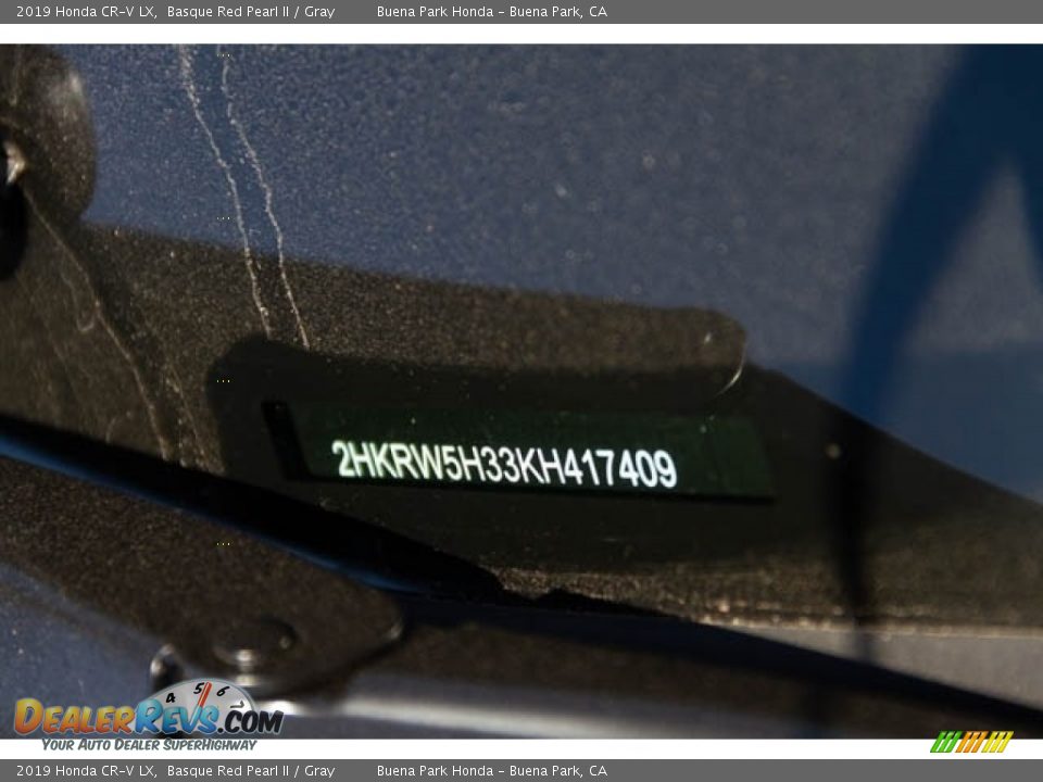 2019 Honda CR-V LX Basque Red Pearl II / Gray Photo #28
