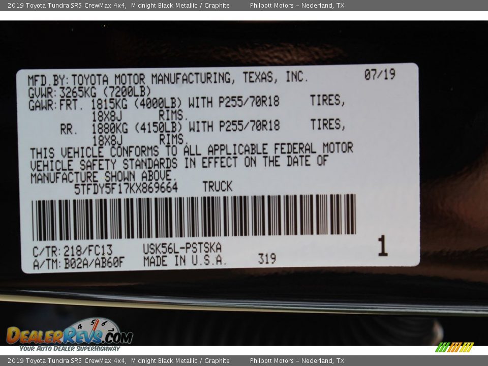 2019 Toyota Tundra SR5 CrewMax 4x4 Midnight Black Metallic / Graphite Photo #24