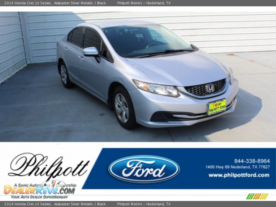 2014 Honda Civic LX Sedan Alabaster Silver Metallic / Black Photo #1