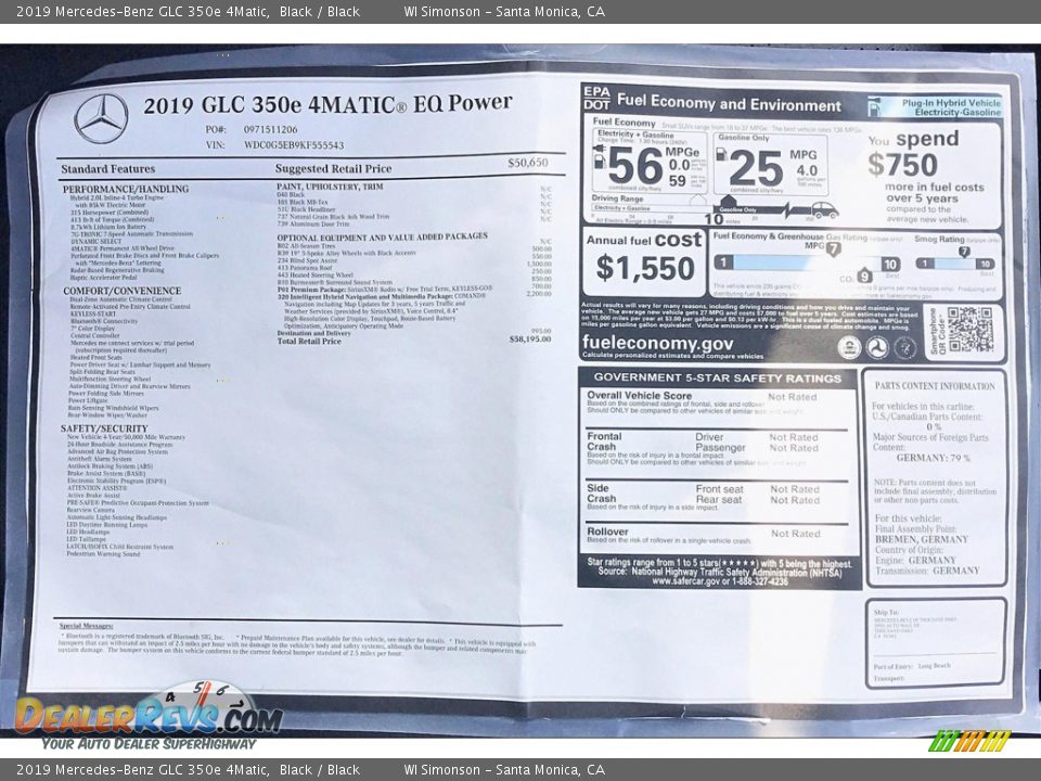 2019 Mercedes-Benz GLC 350e 4Matic Black / Black Photo #11