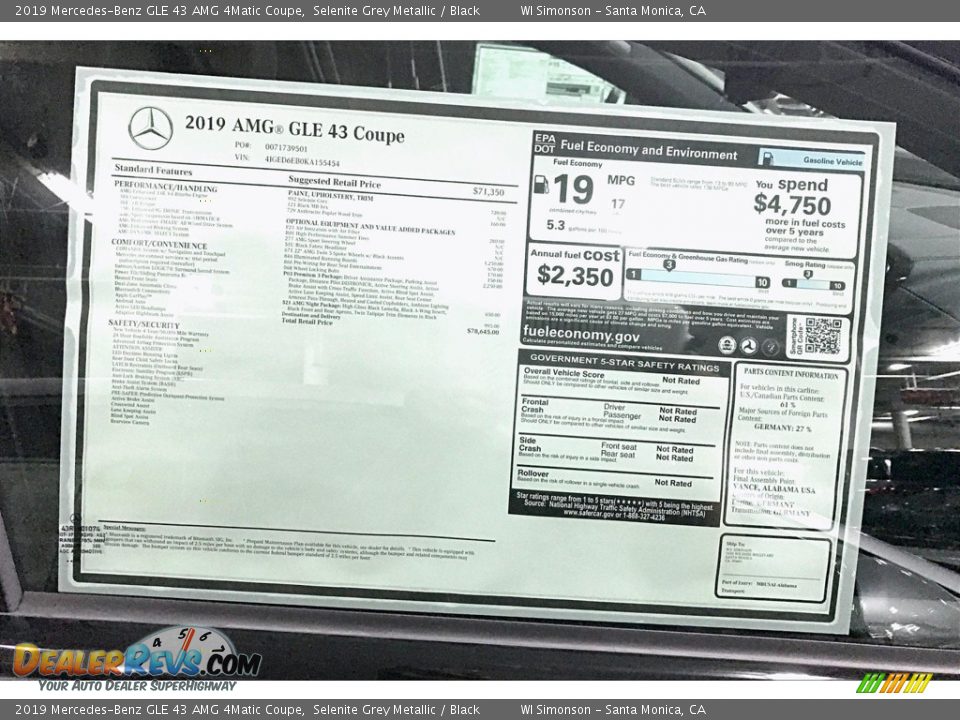 2019 Mercedes-Benz GLE 43 AMG 4Matic Coupe Selenite Grey Metallic / Black Photo #11