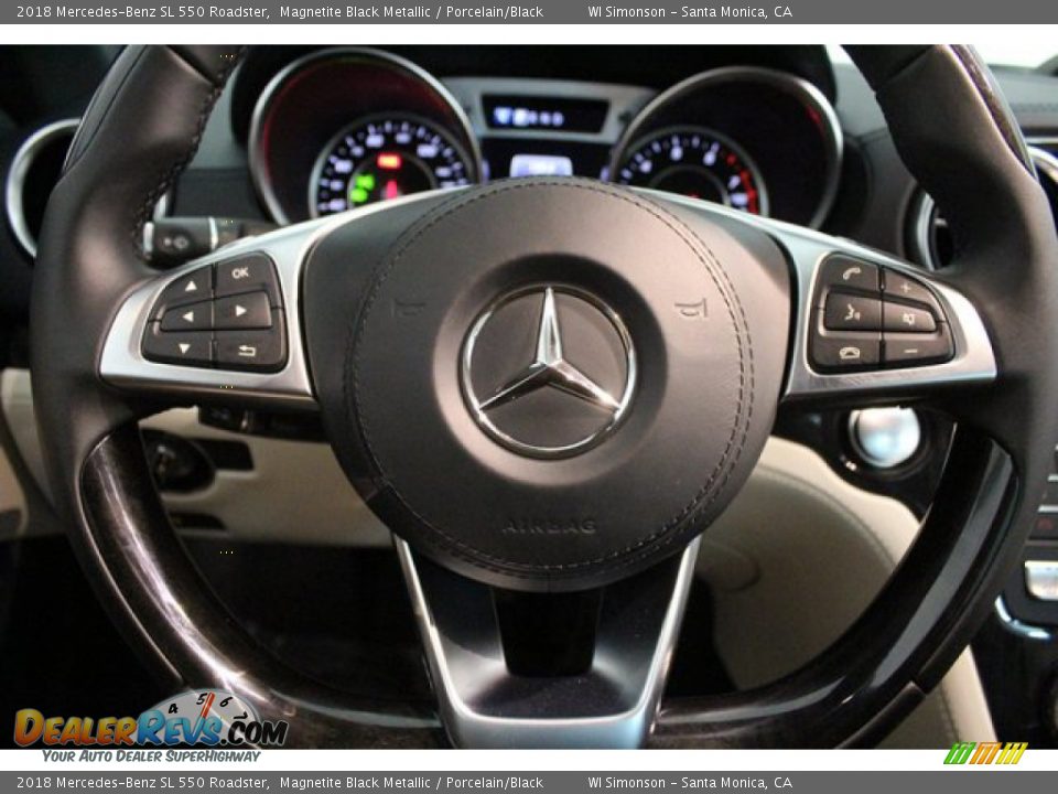 2018 Mercedes-Benz SL 550 Roadster Magnetite Black Metallic / Porcelain/Black Photo #14