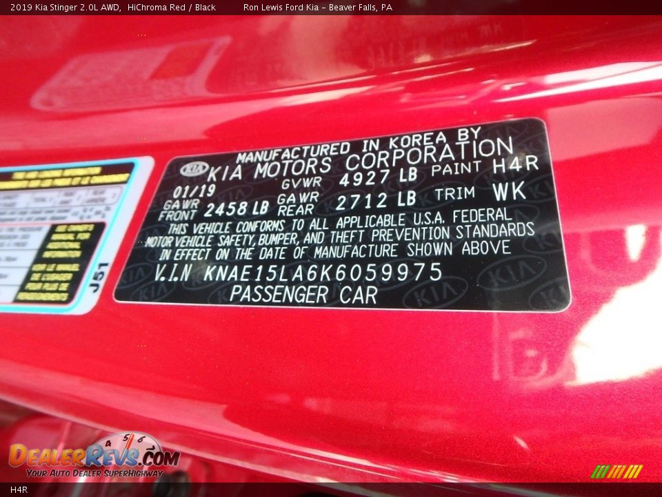 Kia Color Code H4R HiChroma Red