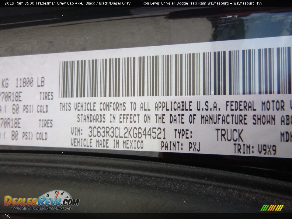 Ram Color Code PXJ Black