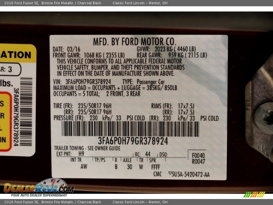 2016 Ford Fusion SE Bronze Fire Metallic / Charcoal Black Photo #22