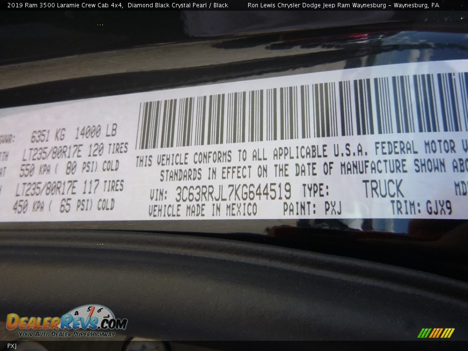 Ram Color Code PXJ Diamond Black Crystal Pearl