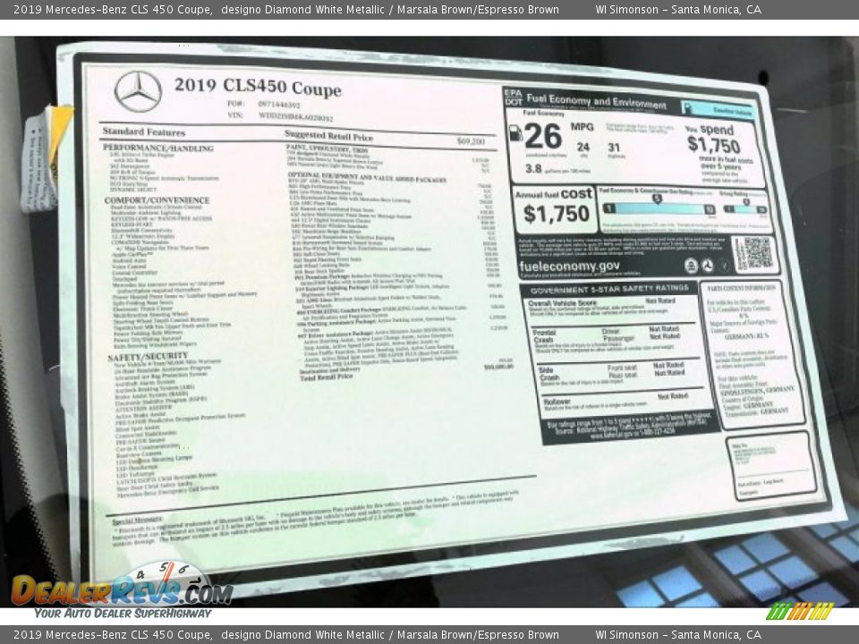 2019 Mercedes-Benz CLS 450 Coupe designo Diamond White Metallic / Marsala Brown/Espresso Brown Photo #10