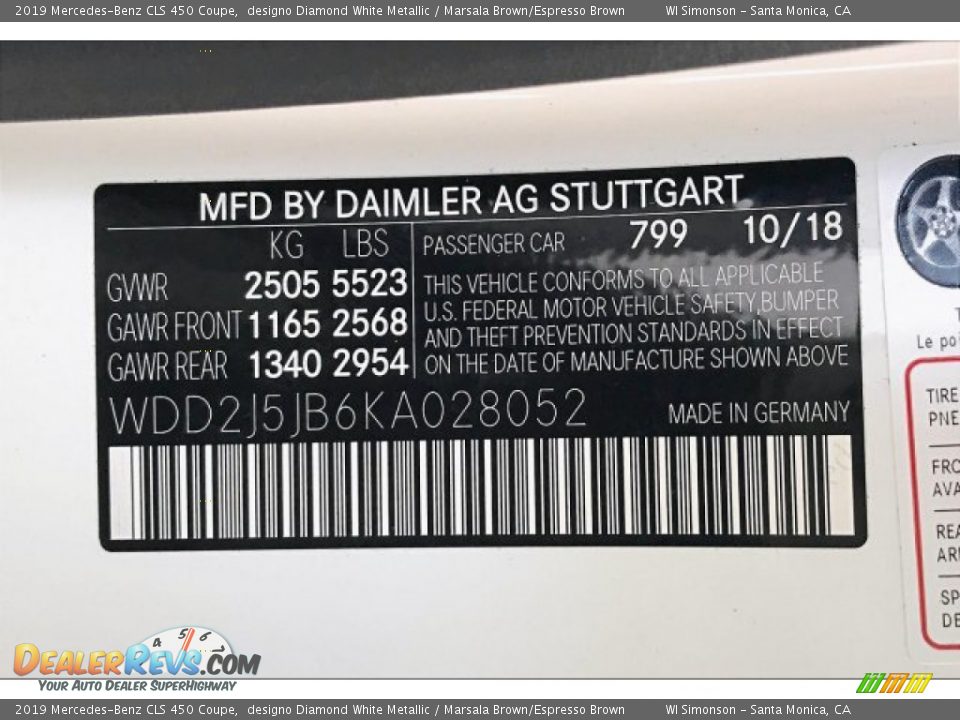 2019 Mercedes-Benz CLS 450 Coupe designo Diamond White Metallic / Marsala Brown/Espresso Brown Photo #11