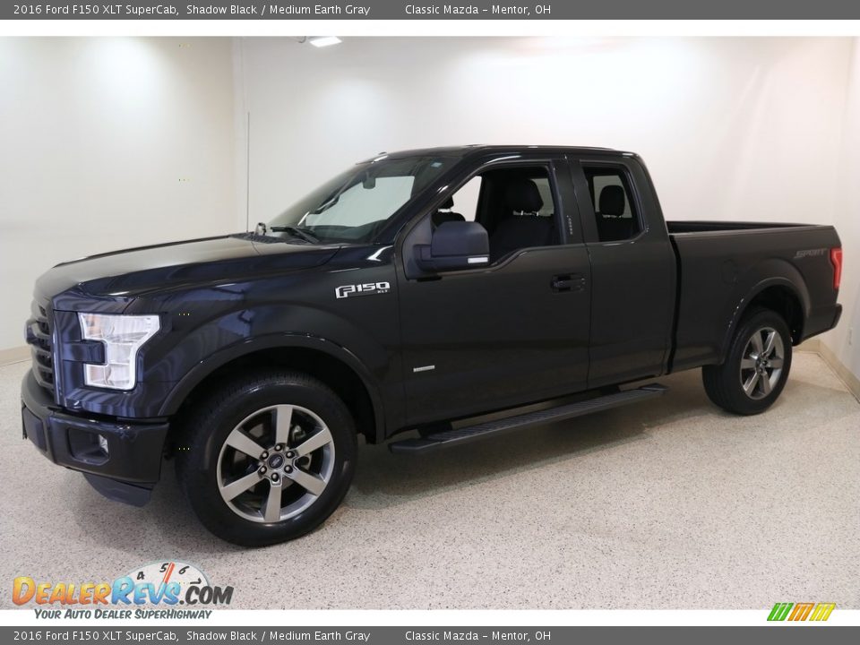 2016 Ford F150 XLT SuperCab Shadow Black / Medium Earth Gray Photo #3