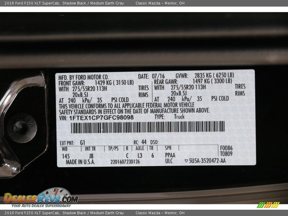 2016 Ford F150 XLT SuperCab Shadow Black / Medium Earth Gray Photo #22
