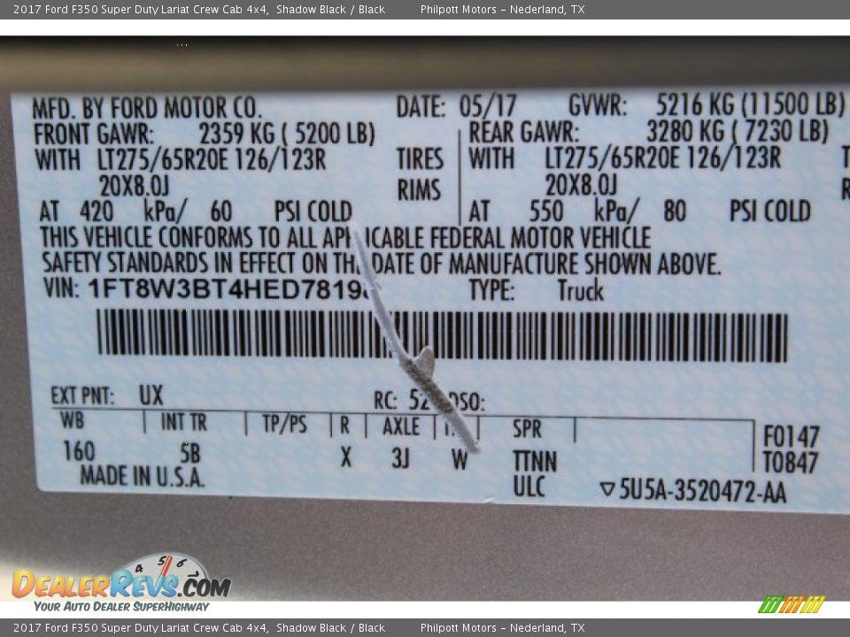 2017 Ford F350 Super Duty Lariat Crew Cab 4x4 Shadow Black / Black Photo #33