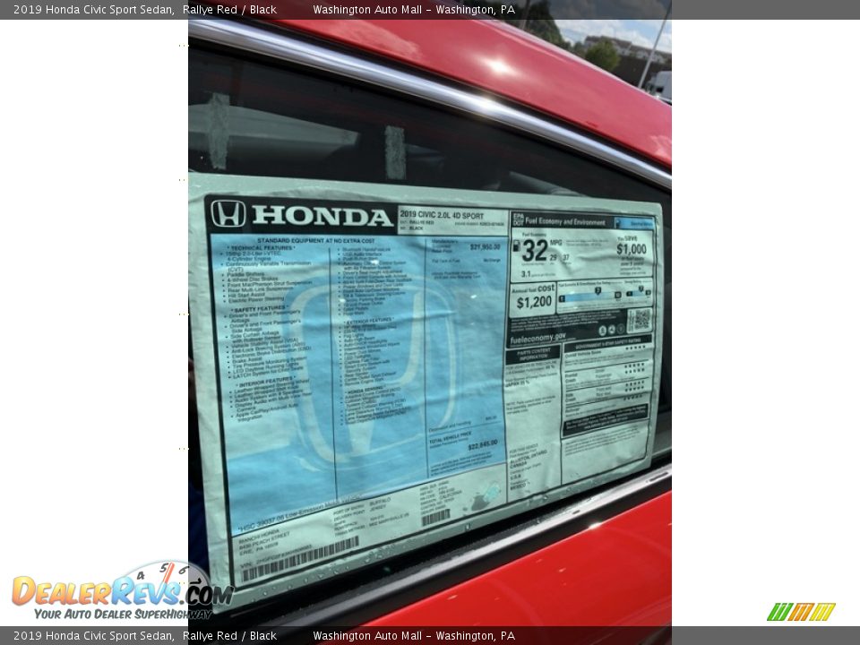 2019 Honda Civic Sport Sedan Rallye Red / Black Photo #15